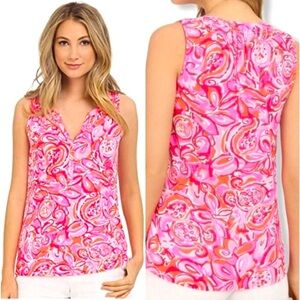 Lilly Pulitzer - Pink Pout Mango Salsa - Essie Style 
Tank | Small - 100% Cotton